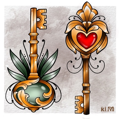 Ornamental filigree key mini print 5” x 5”