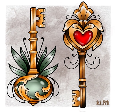 Ornamental Filigree Key Mini Print 5” x 5”