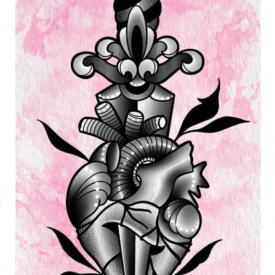 Heart & dagger print