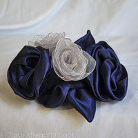 Blue and Silver Rose Bush Barrette - Thumbnail 1