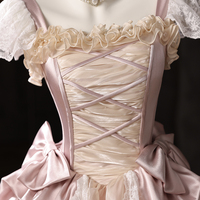 Retro Pink Cascading Ruffles Lace Flower Prom Formal Dresses - Thumbnail 4