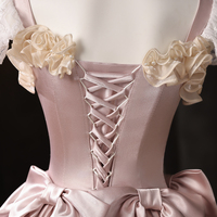 Retro Pink Cascading Ruffles Lace Flower Prom Formal Dresses - Thumbnail 5