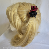 Red and Black Satin Hair Tie - Thumbnail 3