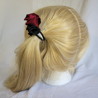 Red and Black Satin Hair Tie - Thumbnail 4