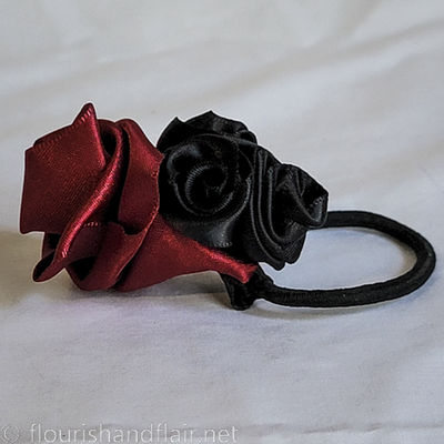 Red and black satin hair tie