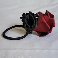 Red and Black Satin Hair Tie - Thumbnail 2