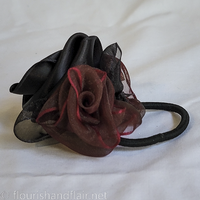 Black and Red Organza hair tie - Thumbnail 1