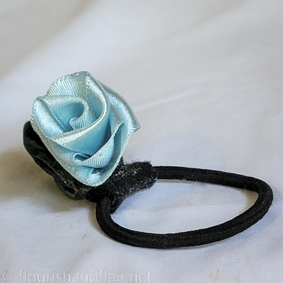 Blue flower hair tie