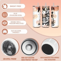 Pancakes & Panic Attacks Tumbler - Funny Raccoon Coffee Cup with Mental Health Humor - Thumbnail 1