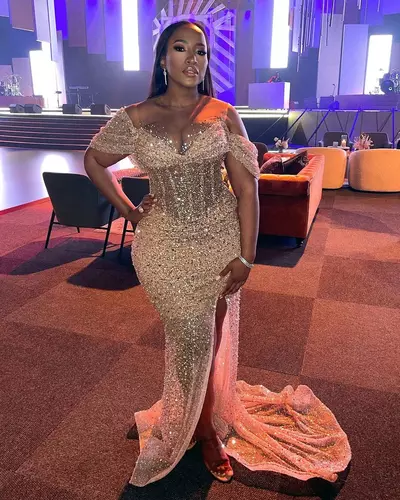 Plus Size Arabic Aso Ebi Champagne Mermaid Sparkly Prom Dresses Beaded Sheer Neck Evening Formal Party Second Reception Birthday Engagement