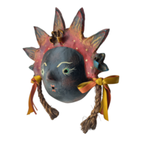 Coconut mask. Collectibles. Home decoration. Wall decoration. Interior decoration. Mexican mask. Mexican craft. Mexican Folk Art. - Thumbnail 2