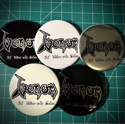Venom At War With Satan Pin Badge