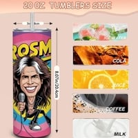 Aerosmith Steven Tyler Caricature Tumbler - 20oz Rock Legend Travel Cup with Metal Straw - Thumbnail 1