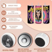 Aerosmith Steven Tyler Caricature Tumbler - 20oz Rock Legend Travel Cup with Metal Straw - Thumbnail 4