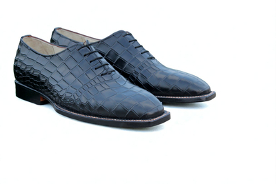 Crafted Leather Handmade Classic Black Crocodile Oxford Alligator Dress Men Shoes