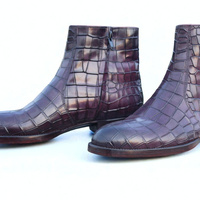 Crafted Leather Handmade Classic Purple Patina Leather Jodhpur Boot - Thumbnail 1