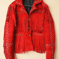 Crafted Leather New Men's Motorcycle Genuine Red Suede Leather Bomber Slim fit Biker jacket  - Thumbnail 1
