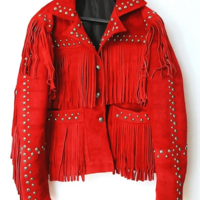 Crafted Leather New Men's Motorcycle Genuine Red Suede Leather Bomber Slim fit Biker jacket  - Thumbnail 1