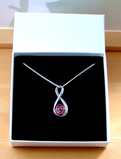 BOXED GIFT/Sterling Silver Infinity Knot Poppy Pendant & Chain/Poppy Necklace/Poppy Jewellery/Poppy Jewelry/Remembrance Poppy/UK