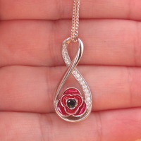 BOXED GIFT/Sterling Silver Infinity Knot Poppy Pendant & Chain/Poppy Necklace/Poppy Jewellery/Poppy Jewelry/Remembrance Poppy/UK - Thumbnail 4
