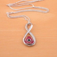 BOXED GIFT/Sterling Silver Infinity Knot Poppy Pendant & Chain/Poppy Necklace/Poppy Jewellery/Poppy Jewelry/Remembrance Poppy/UK - Thumbnail 1