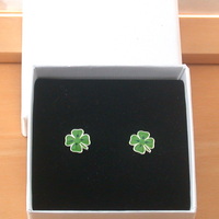 BOXED GIFT/Sterling Silver Four Leaf Clover Earrings/Four Leaf Clover Jewellery/Enamel Four Leaf Clover Studs/Four Leaf Clover Jewelry - Thumbnail 6