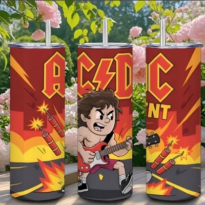 Ac/dc thunder rock tumbler - electric guitar lightning bolt travel cup with explosive design | free ship