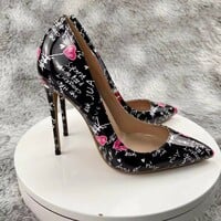 12cm stiletto pointed high heels shallow mouth color matching heels - Thumbnail 4