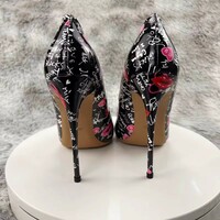 12cm stiletto pointed high heels shallow mouth color matching heels - Thumbnail 5