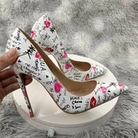 12cm stiletto pointed high heels shallow mouth color matching heels - Thumbnail 6