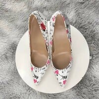 12cm stiletto pointed high heels shallow mouth color matching heels - Thumbnail 1
