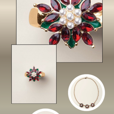 Classic poinsettia stretch ring - Thumbnail 1