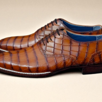 Crafted Leather Men Brown Crocodile/Alligator Leather Norwegian Welted Dress Shoes - Thumbnail 3