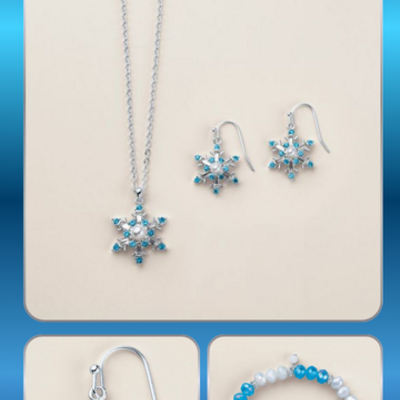 Shimmering snowfall necklace & earring set - Thumbnail 2