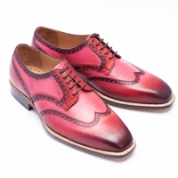 Crafted Leather Classic Men Pink Black Shaded Leather Wingtip Oxford Dress Shoes - Thumbnail 1