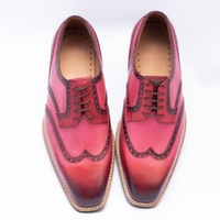 Crafted Leather Classic Men Pink Black Shaded Leather Wingtip Oxford Dress Shoes - Thumbnail 7