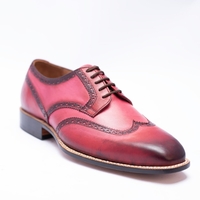Crafted Leather Classic Men Pink Black Shaded Leather Wingtip Oxford Dress Shoes - Thumbnail 5