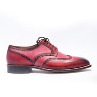 Crafted Leather Classic Pink Black Shaded Leather Oxford Lace up Dress Shoes - Thumbnail 1