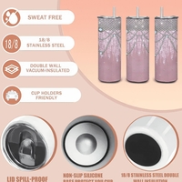 Pink Glam Rhinestone Tumbler | Cascading Crystal Pearls & Sparkles Travel Cup with Metal Straw | Free Ship  - Thumbnail 1