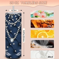 Luxury Crystal Rhinestone Tumbler | Elegant Blue Floral Diamond Studded Travel Cup with Metal Straw - Thumbnail 1