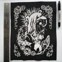 Virgin Mary with Gas Mask Cyberpunk Goth Sew-on Patches - Thumbnail 1