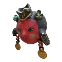 Coconut mask. Collectibles. Home decoration. Wall decoration. Interior decoration. Mexican mask. Mexican craft. Mexican Folk Art. - Thumbnail 2