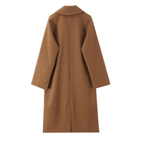 Retro style lapel single-breasted plaid lining contrast color long sleeve long trench coat - Thumbnail 1