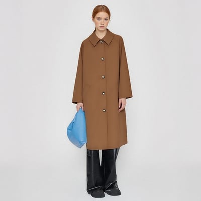 Retro style lapel single-breasted plaid lining contrast color long sleeve long trench coat
