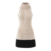 Retro style casual stitching stretch slim knit dress - Thumbnail 1