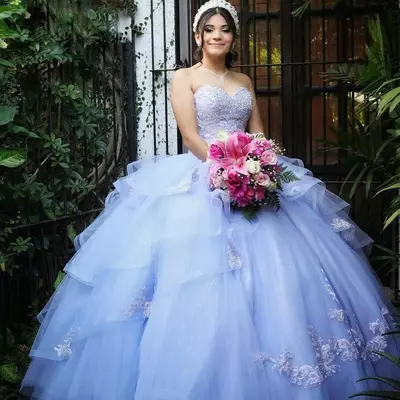 Charming lavender tulle lace beaded prom dress for quinceaneras and parties dress