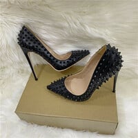 Rivet high heels 12CM pointed toe stilettos women's shoes - Thumbnail 1