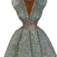 sage aline graduation dress sequined lace beaded short mini homecoming party formal cocktail prom bridesmaid gowns dresses - Thumbnail 1