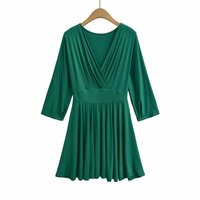 Temperament cross V-neck splicing loose cuff dress - Thumbnail 2