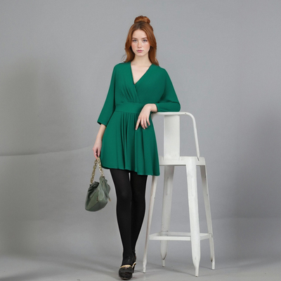 Temperament cross V-neck splicing loose cuff dress